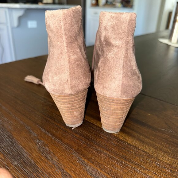 Dr Scholls Boots Womens 8W MED Dakota Wedge Ankle Booties Brown Fabric Lace Up - Picture 2 of 15